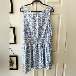 Mini Floral Blue and White Sleeveless Dress